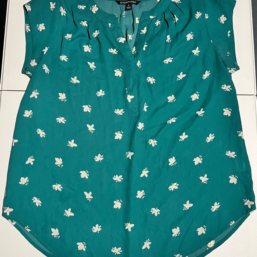 41 Hawthorn Teal Floral Blouse